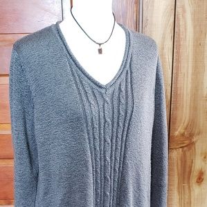 Carolyn Taylor V-neck Sweater. Gray. Sz 1X